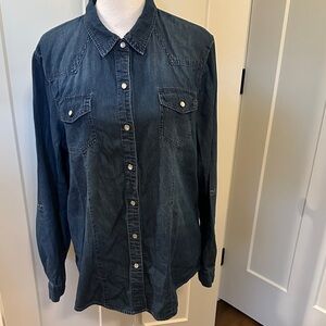 Reba Denim Womens Blue Denim Western Snap Front Shirt Size L